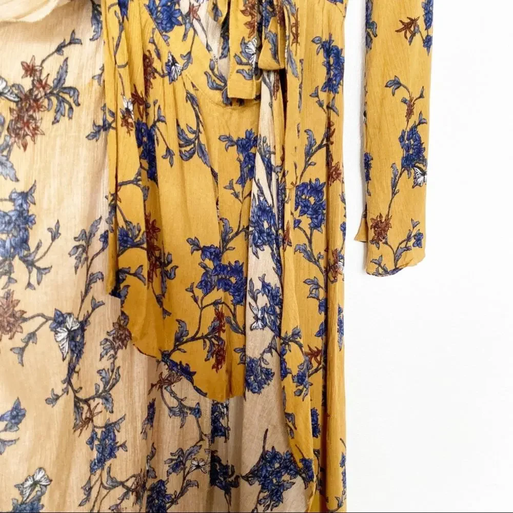 Dance & Marvel Butterfly Floral Boho Wrap Kimono Romper Size Small